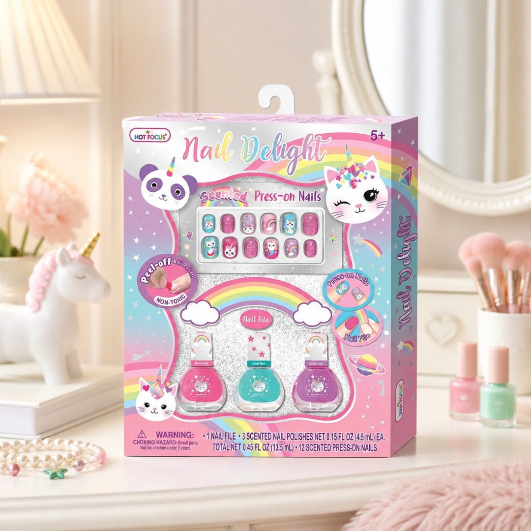 Juego de esmaltes y uñas unicornio