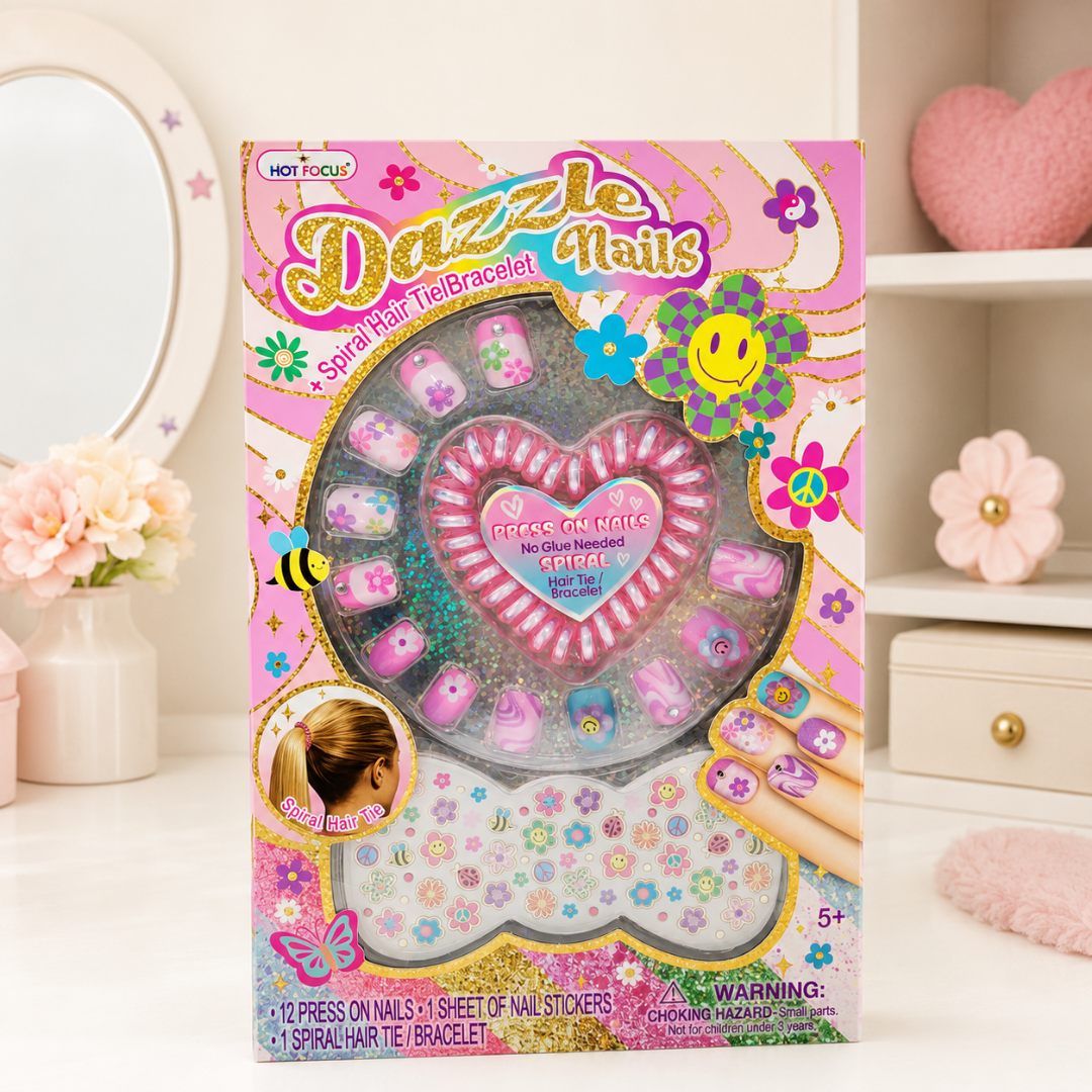 Juego de uñas pulsera espiral para cabello de flores