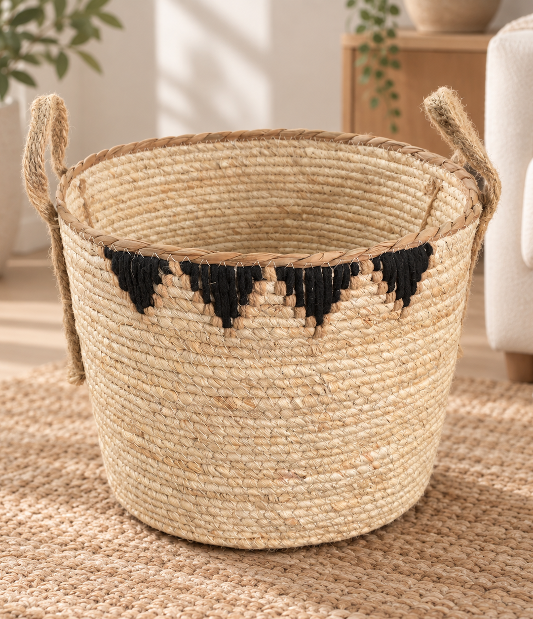 Canastas Beige con Decoración Negra