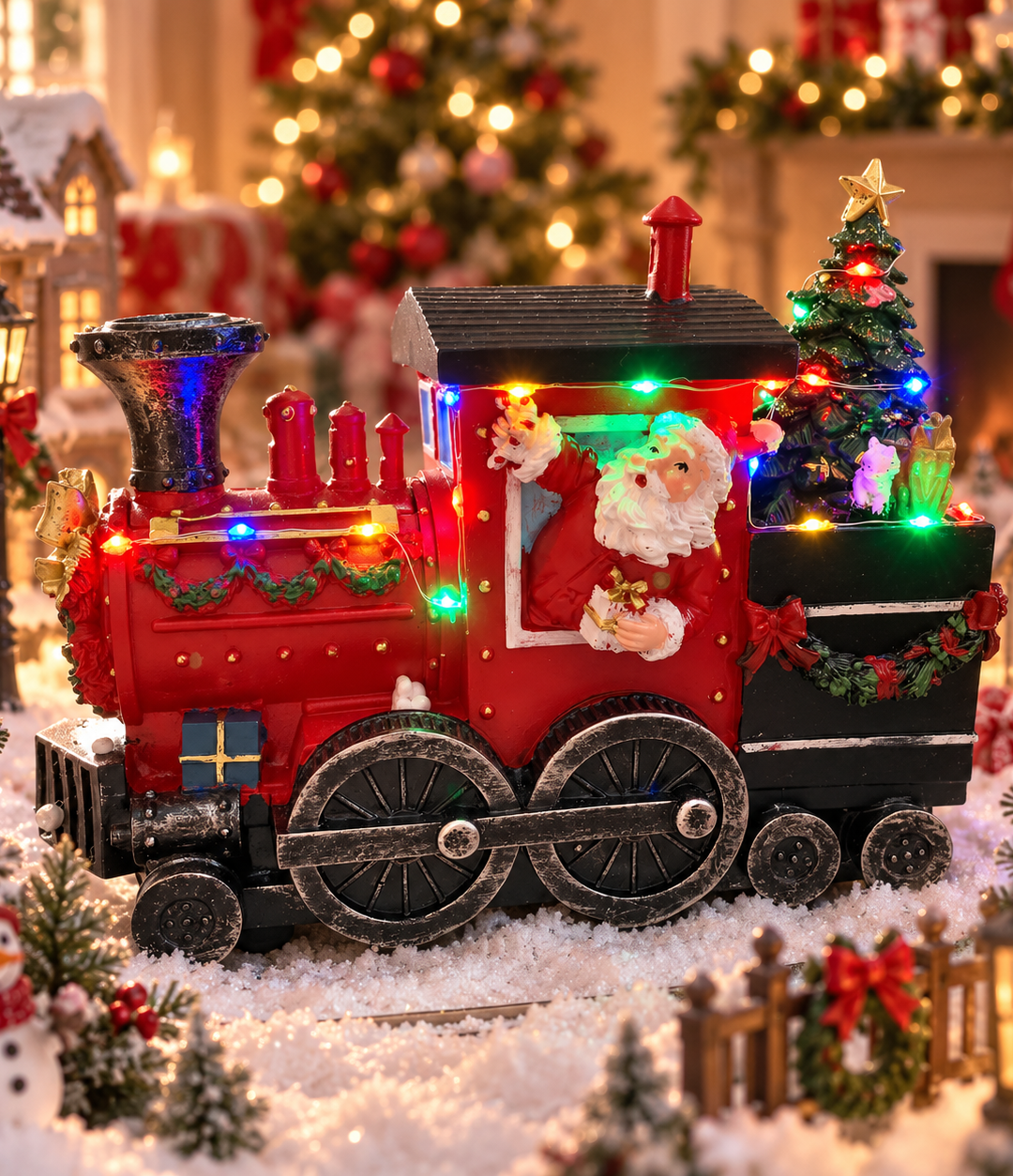 Tren navideño con luz