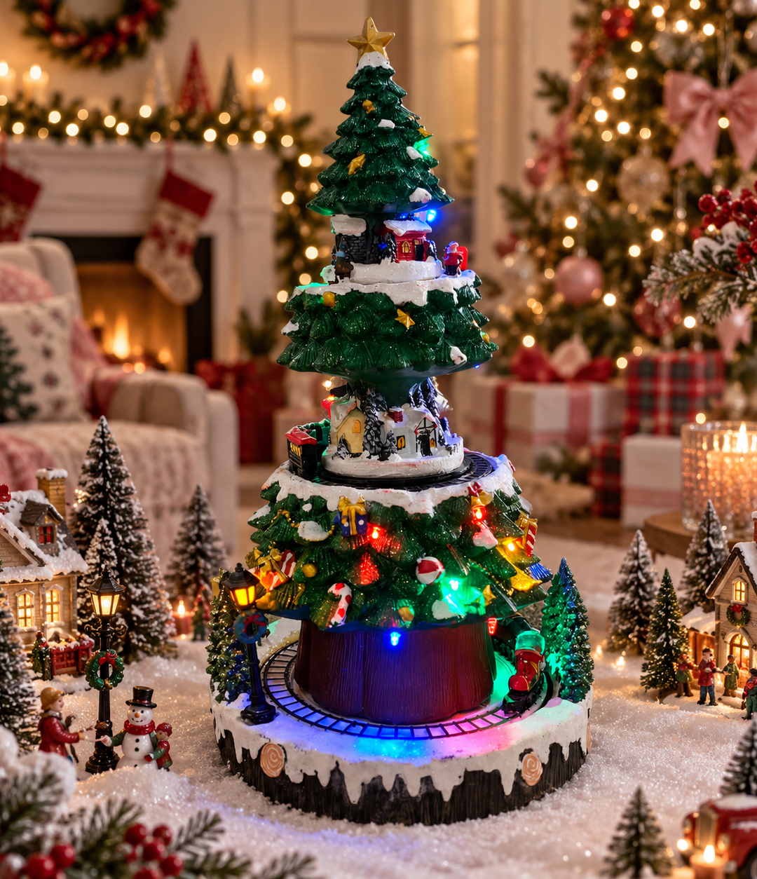 Arbol navideño con luz y movimiento