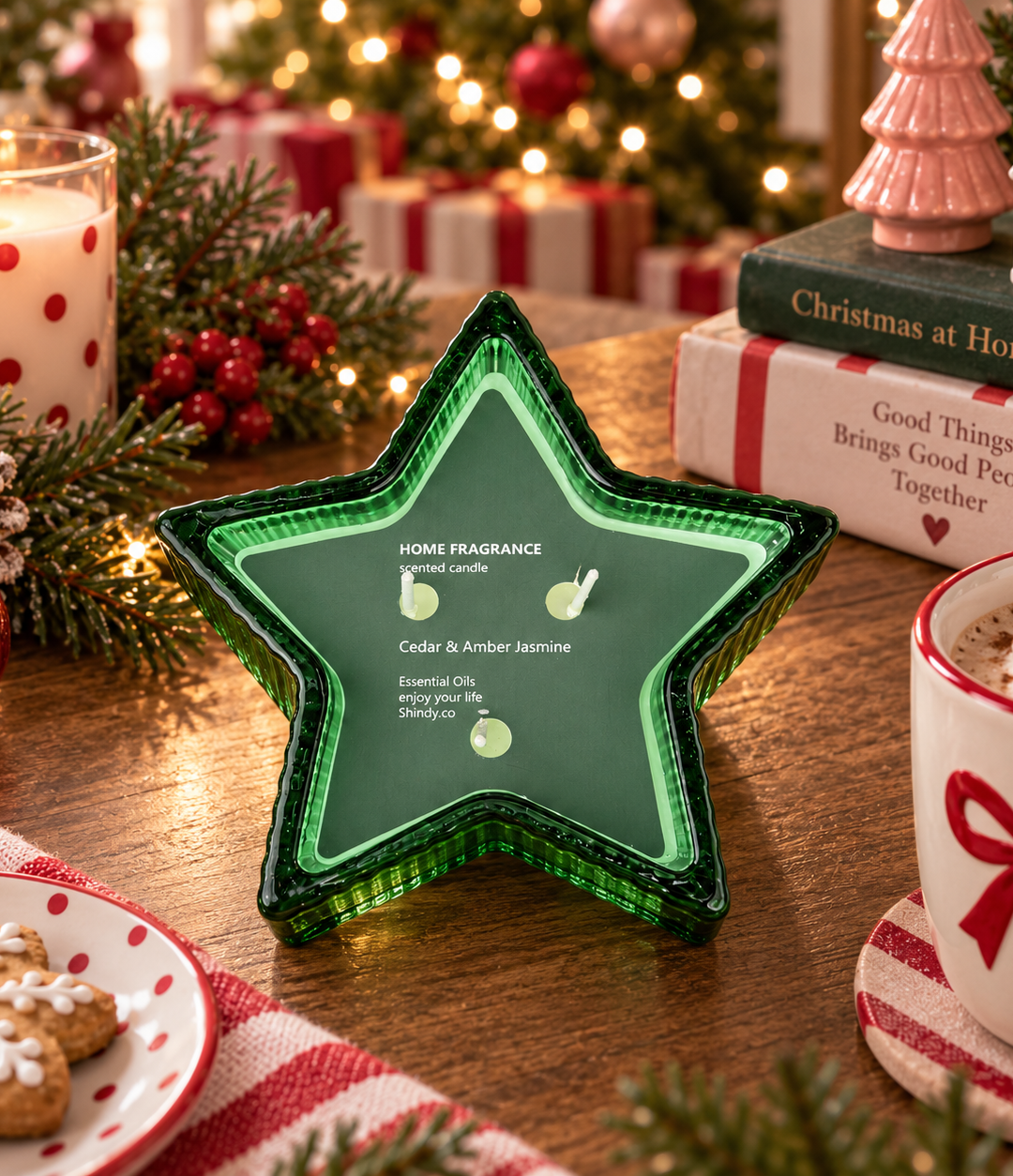Vela Verde Aromática en Envase de Vidrio Estrella
